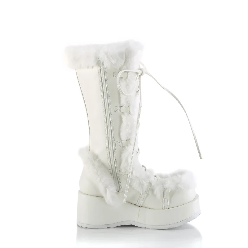 Furry Comfy White Platform Boots