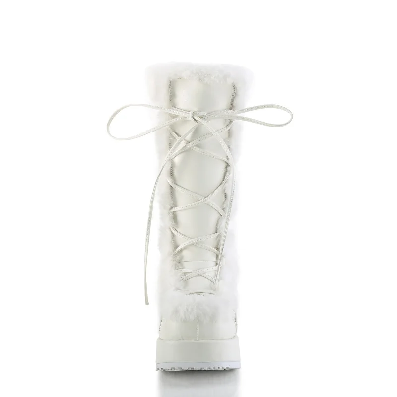 Furry Comfy White Platform Boots