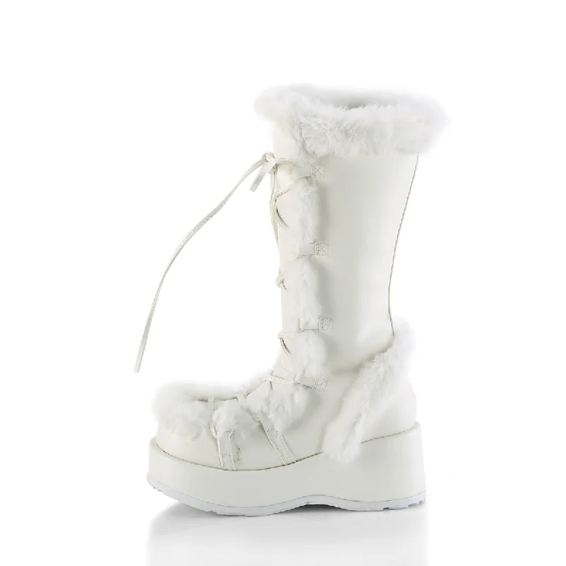 Furry Comfy White Platform Boots