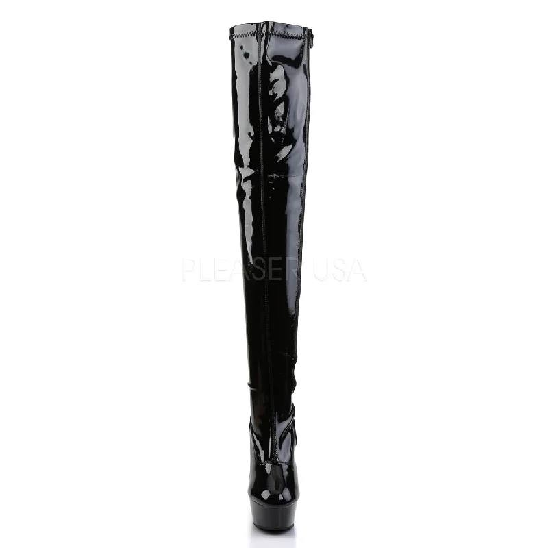 Thigh High Platform Boots Black PA (Pleaser Delight-3000)