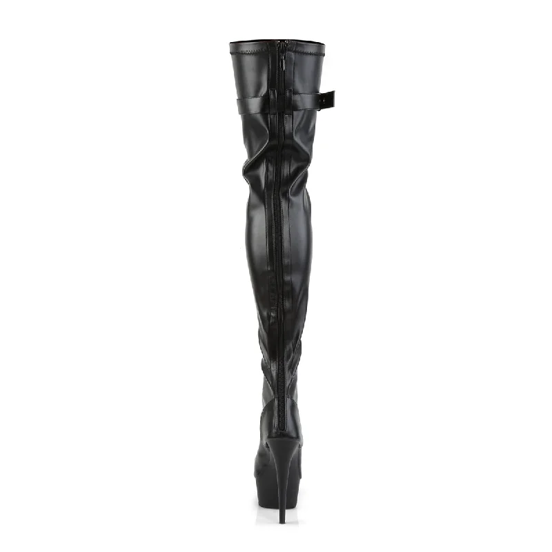 Peep Toe Buckled Up Thigh High Booots (Pleaser Delight-3025)