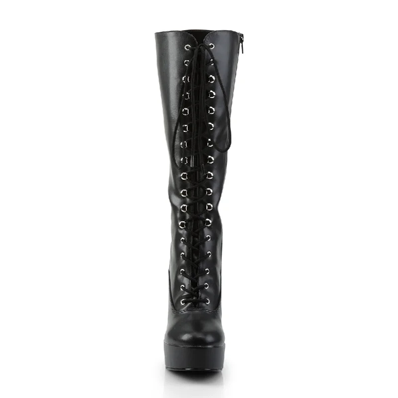 Sexy Electra Knee High Boots Black PU