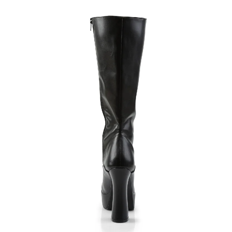 Sexy Electra Knee High Boots Black PU