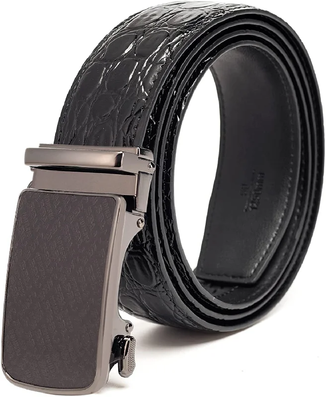 Infon Leather Ratchet Belts for Men Adjustable Dress Belt with Click Sliding Buckle in Gift Box, Trim to Fit