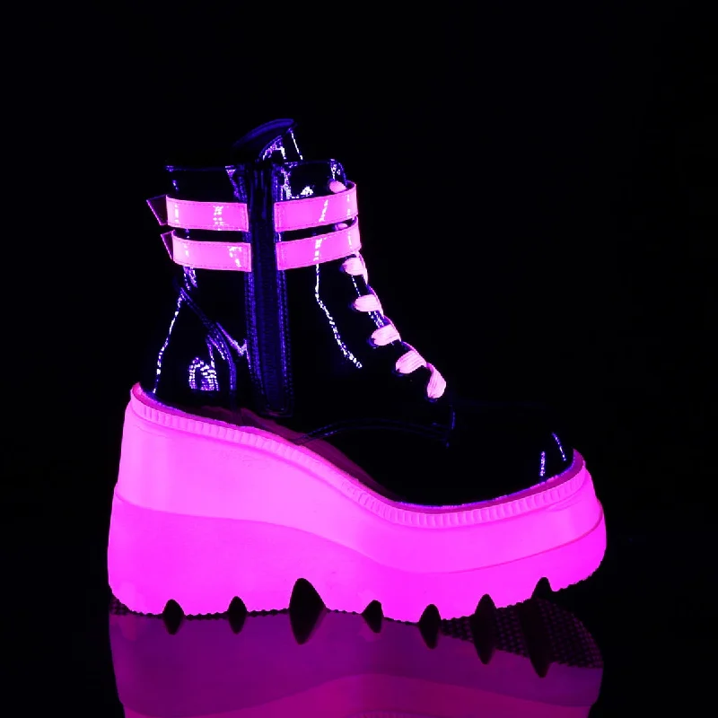 Shaker-52 Wedge Platform UV Neon Pink Boots