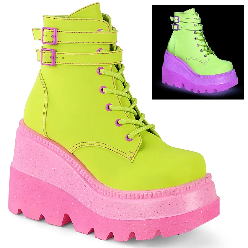 Shaker-52 Wedge Platform Lime Reflective Boots