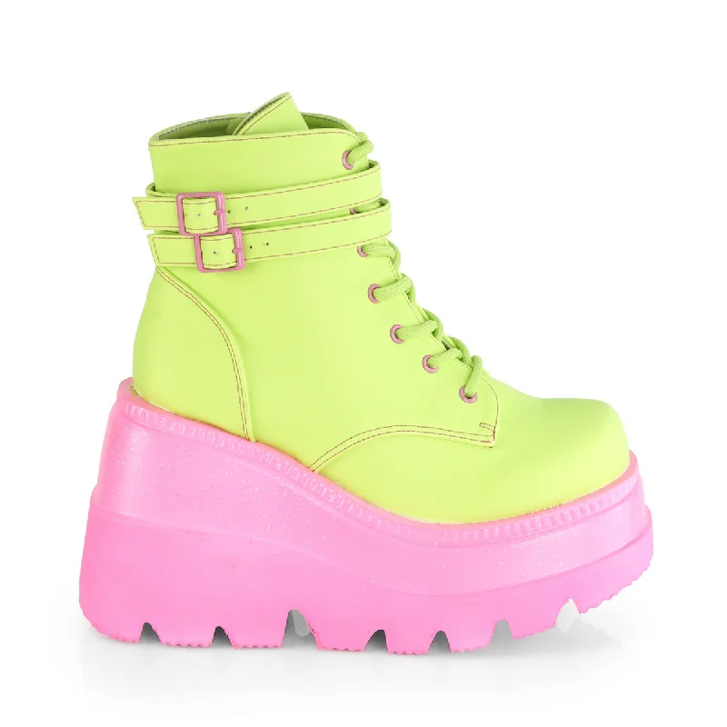 Shaker-52 Wedge Platform Lime Reflective Boots