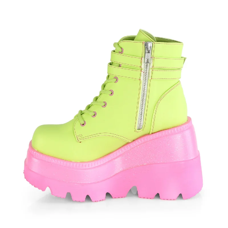 Shaker-52 Wedge Platform Lime Reflective Boots