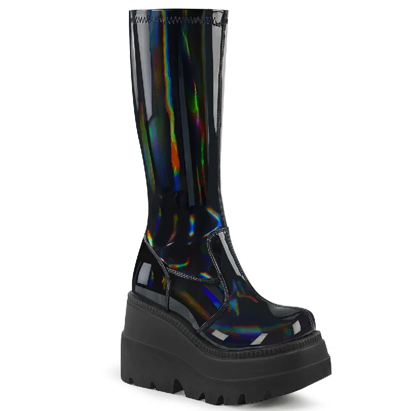 Panzer Shiny Hologram Knee High Boots