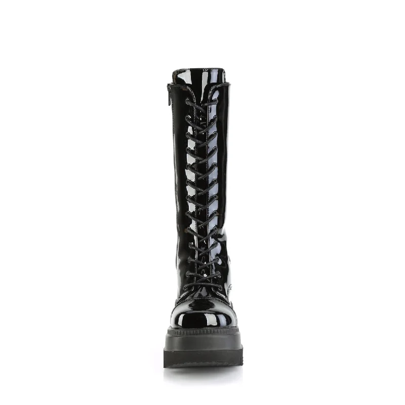 Knee High Black PA Goth Boots (Demonia Shaker-72)