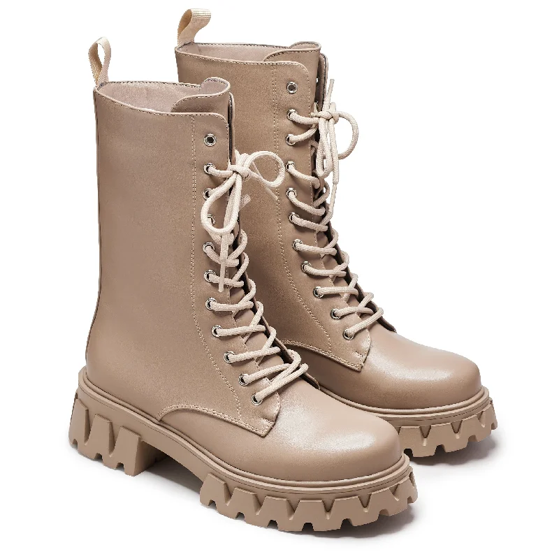 Siren Tall Lace Up Boots - Dust