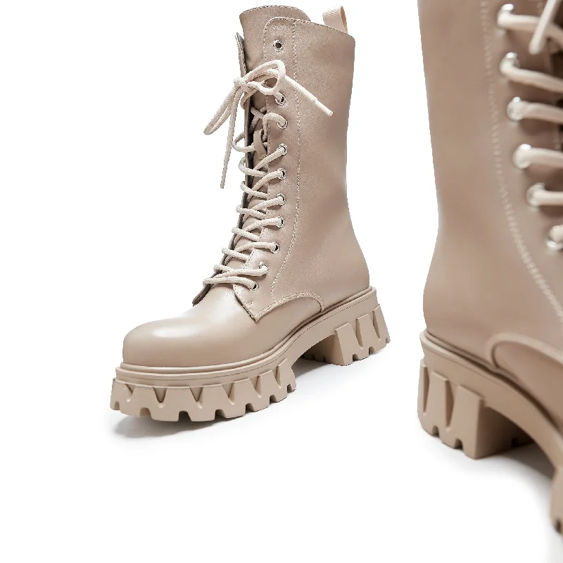 Siren Tall Lace Up Boots - Dust