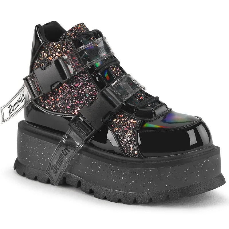 Black Multi Glitter Platform Sneakers