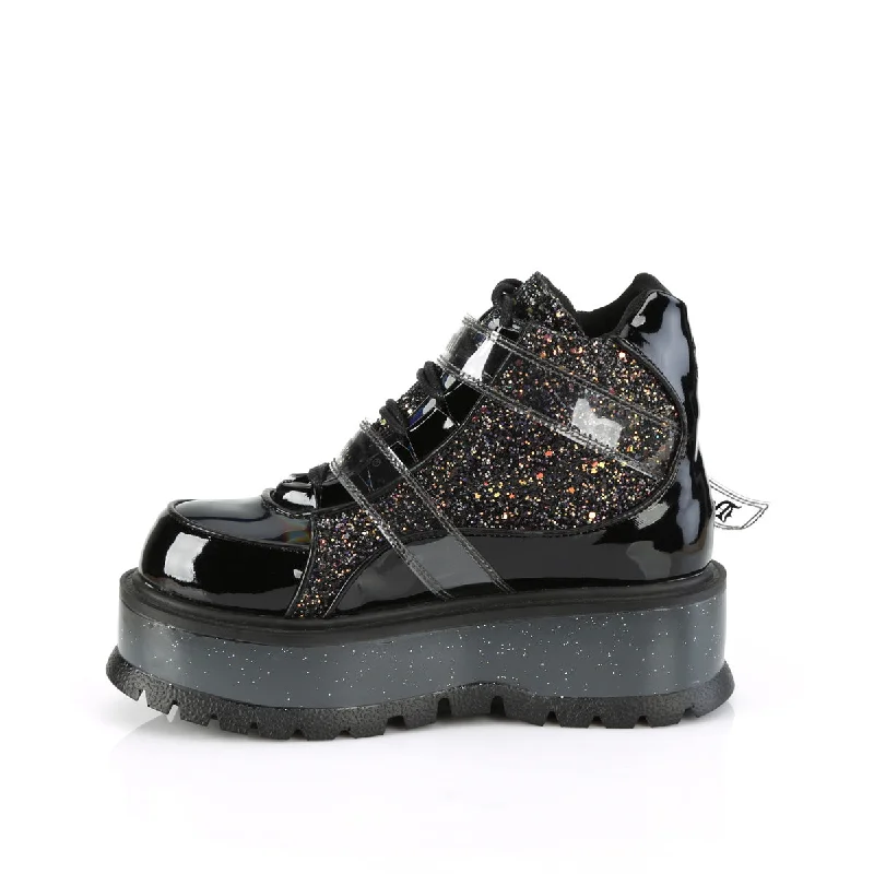 Black Multi Glitter Platform Sneakers