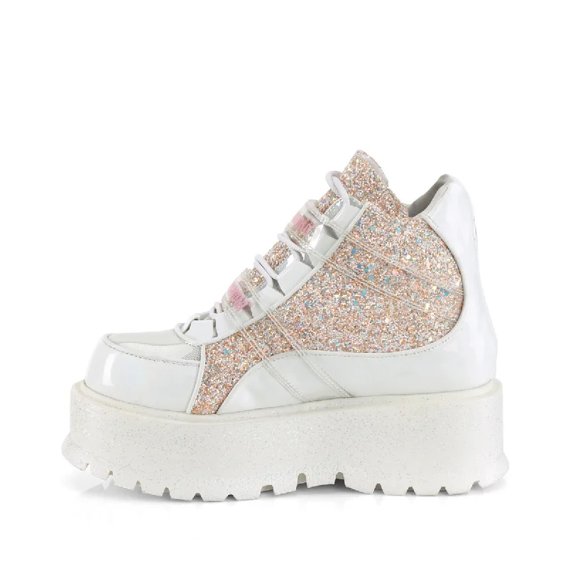 White Holographic Glitter Platform Sneakers