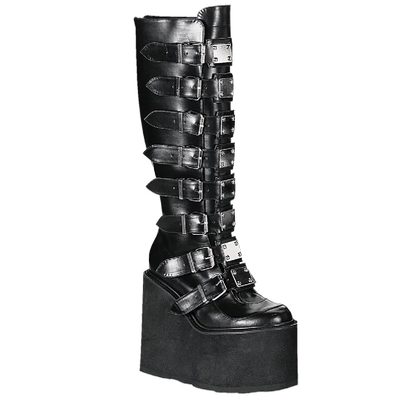 Cyber Rogue Boots Black PU (Demonia Swing-815)