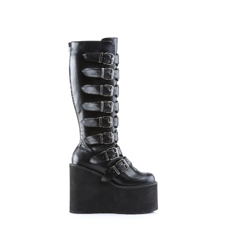 Cyber Rogue Boots Black PU (Demonia Swing-815)