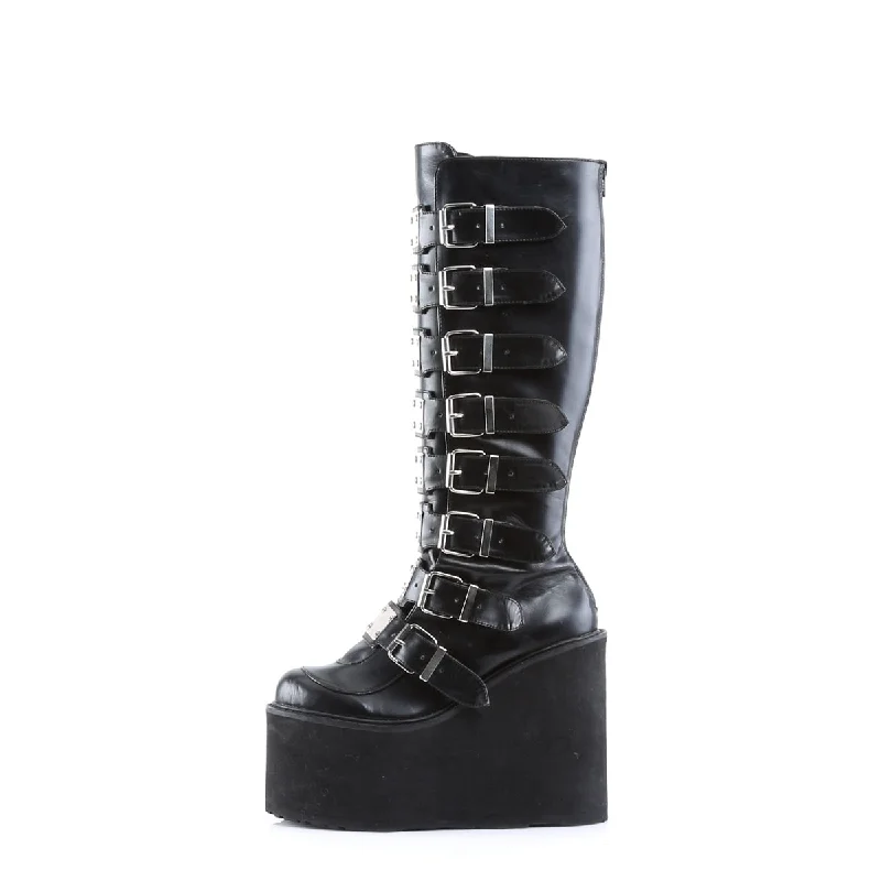 Cyber Rogue Boots Black PU (Demonia Swing-815)