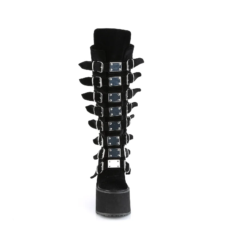 Cyber Rogue Boots Black Velvet (Demonia Swing-815)