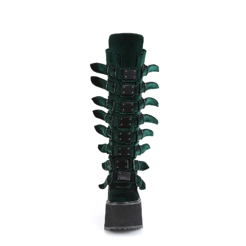 Cyber Rogue Boots Emerald Velvet (Demonia Swing-815)