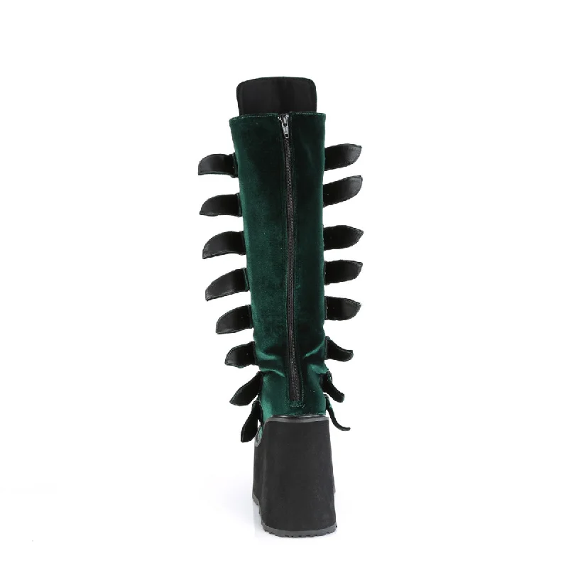 Cyber Rogue Boots Emerald Velvet (Demonia Swing-815)