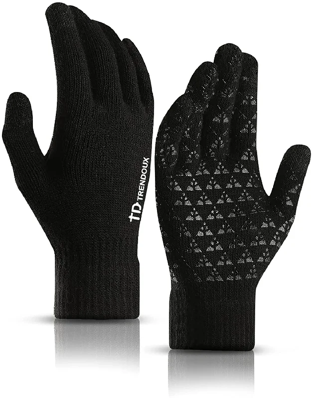 TRENDOUX Winter Gloves for Men Women - Upgraded Touch Screen Anti-Slip Silicone Gel - Elastic Cuff - Thermal Soft Knit Lining