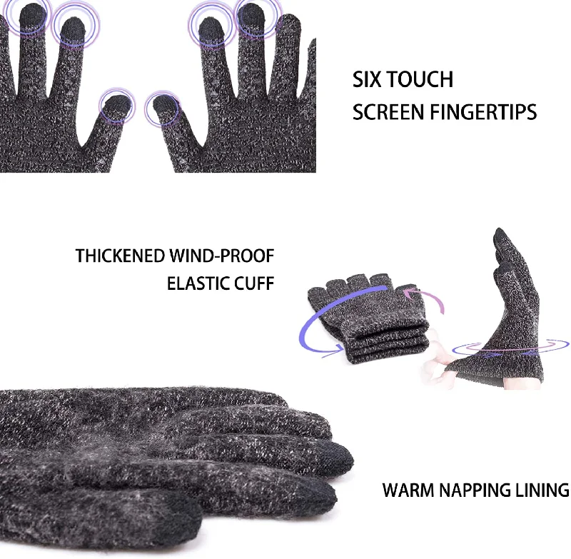 TRENDOUX Winter Gloves for Men Women - Upgraded Touch Screen Anti-Slip Silicone Gel - Elastic Cuff - Thermal Soft Knit Lining