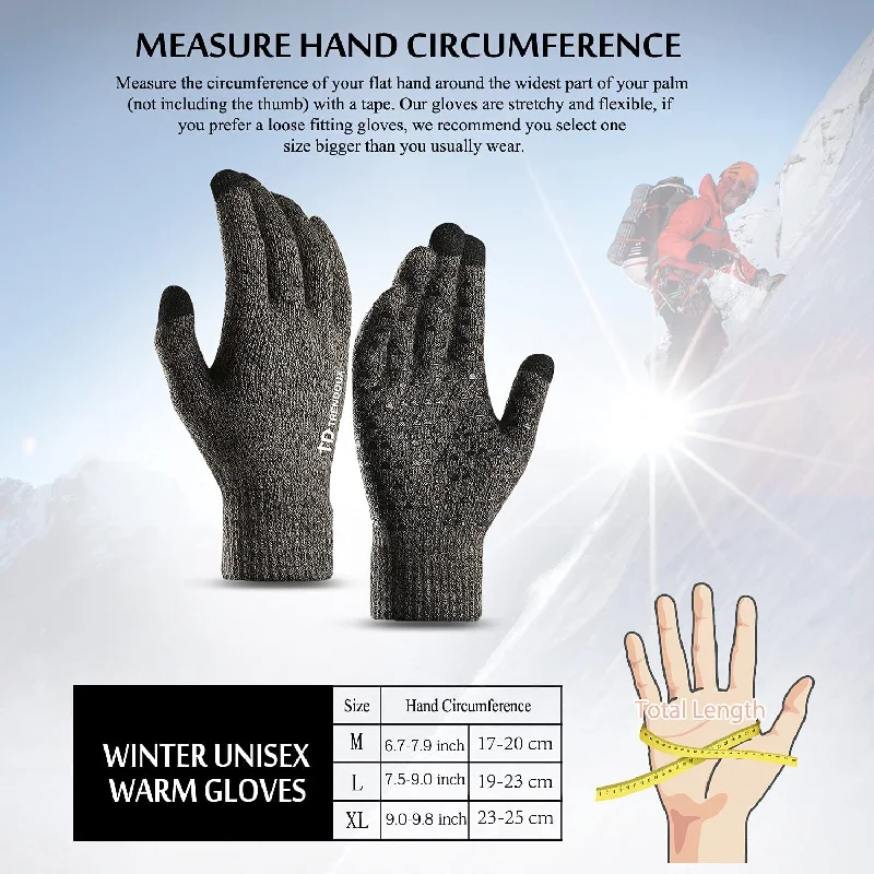 TRENDOUX Winter Gloves for Men Women - Upgraded Touch Screen Anti-Slip Silicone Gel - Elastic Cuff - Thermal Soft Knit Lining