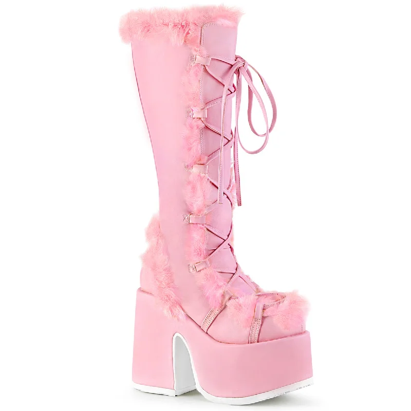 Winter is Coming Pastel Pink Fury Boots (Demonia Camel-311)