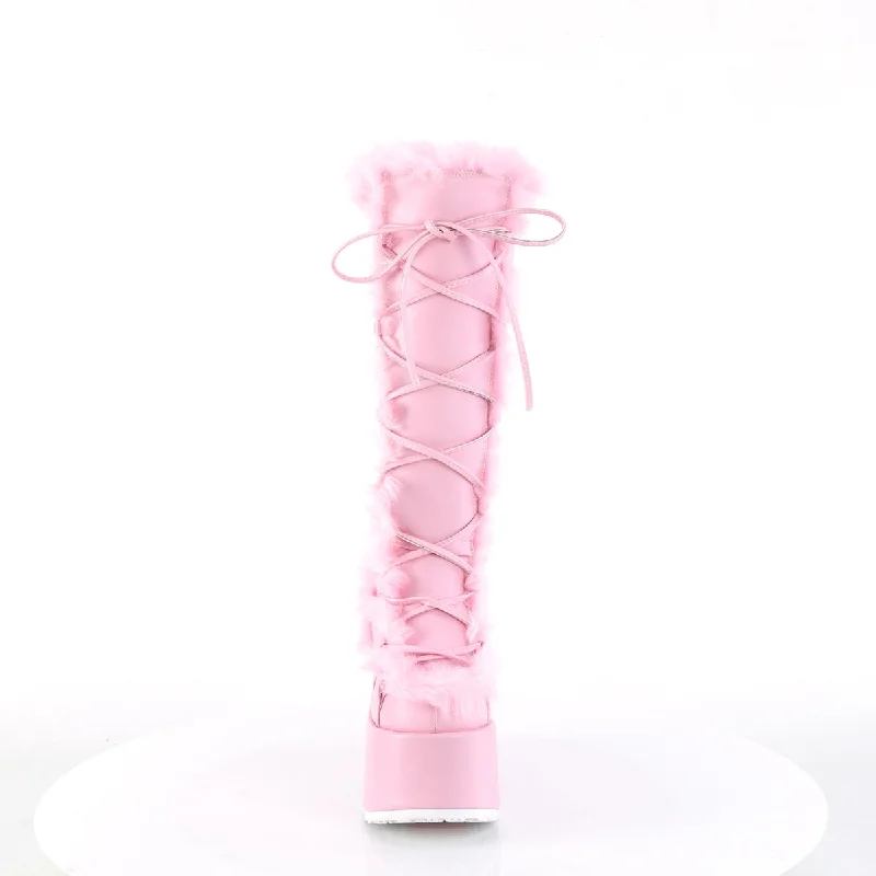 Winter is Coming Pastel Pink Fury Boots (Demonia Camel-311)