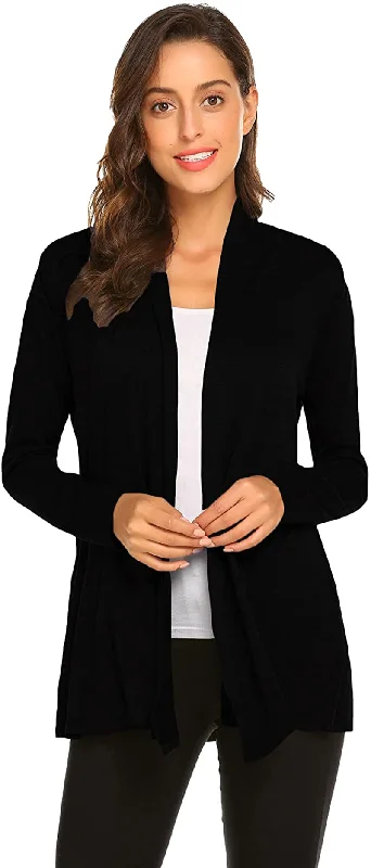 Womens Casual Lightweight Long Sleeve Cardigan Soft Drape Open Front Fall Dusters (S-3X)