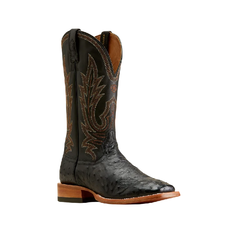 Ariat Men's Showboat Cowboy Black Full Quill Ostrich Boot