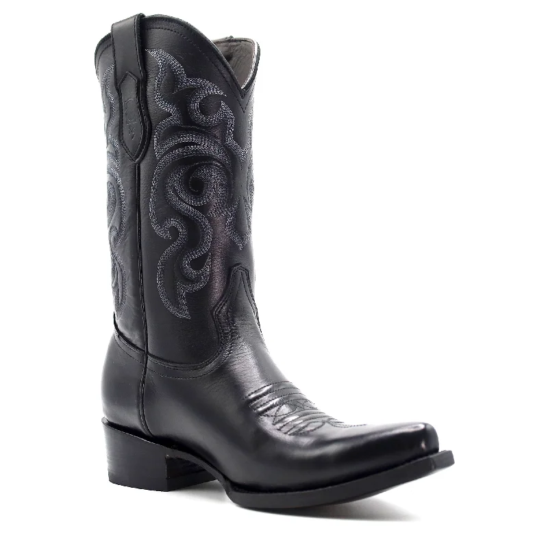 25335003101 MEN SNIP TOE BLACK LEATHER BOOT