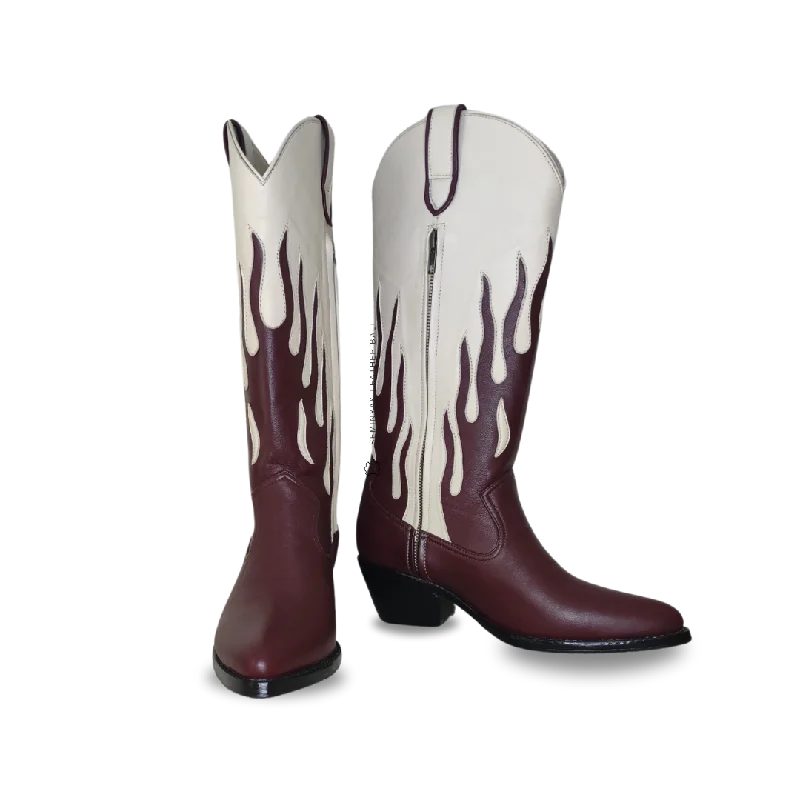 AGNI Cowboy Boots - Burgundy