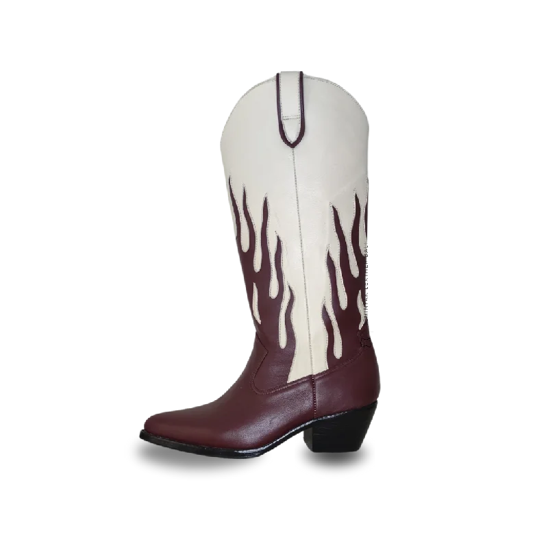 AGNI Cowboy Boots - Burgundy