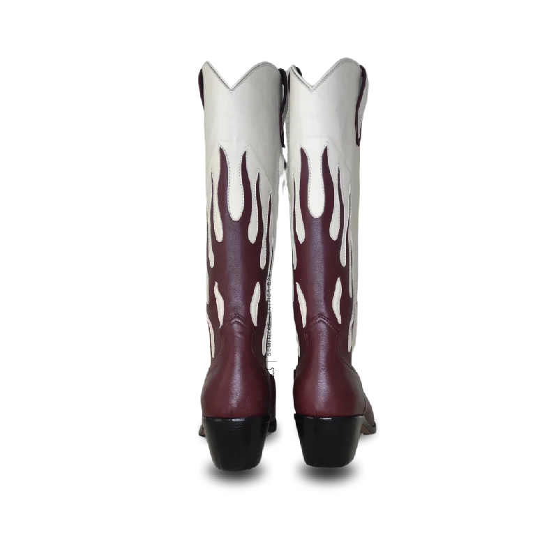 AGNI Cowboy Boots - Burgundy