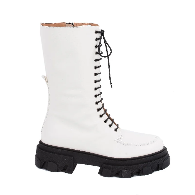 Ren White High Combat Boots