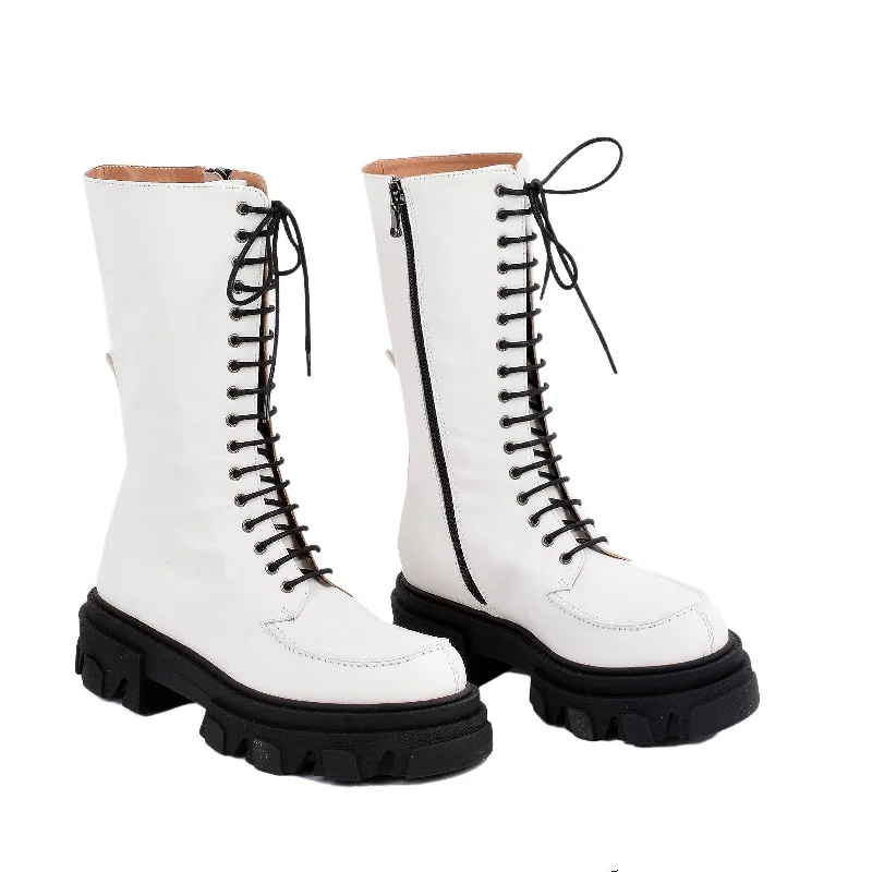 Ren White High Combat Boots