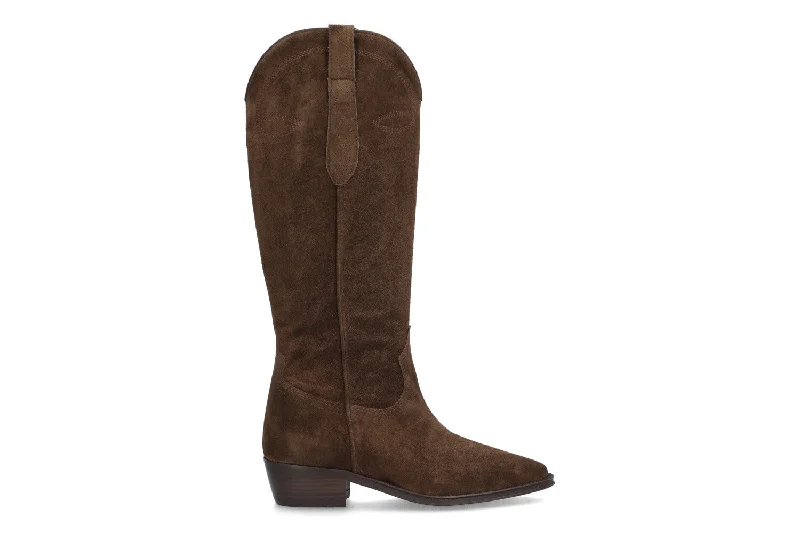 Alpe Cecile 22121133 Ladies Spanish Brown Suede Slip On Knee High Boots