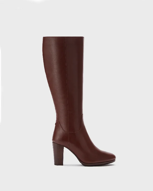 Belmore Knee High Boots in Brown Leather