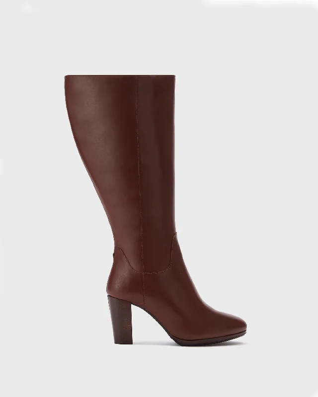 Belmore Knee High Boots in Brown Leather