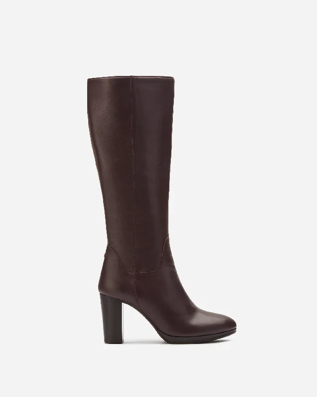 Belmore Knee High Boots in Burgundy Leather