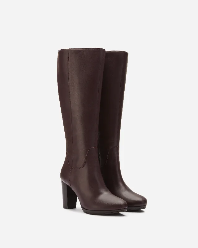 Belmore Knee High Boots in Burgundy Leather