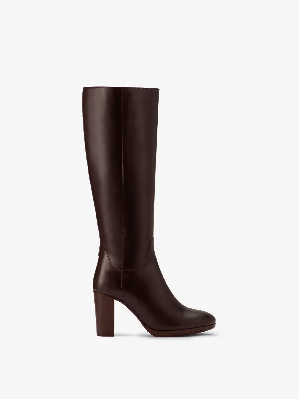 Belmore Knee High Boots in Dark Brown Leather