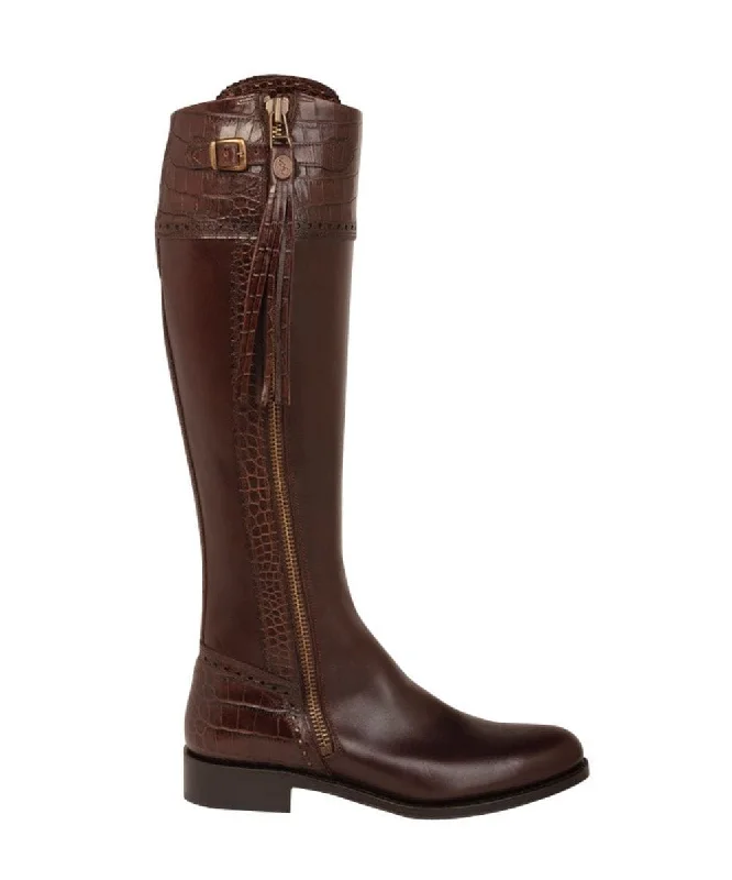 Mock Croc Tall Spanish Riding Boots