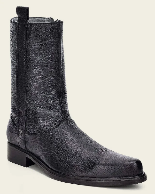 Dress boot hand-painted black leather