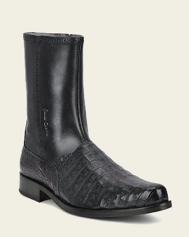 Dress boot black exotic leather