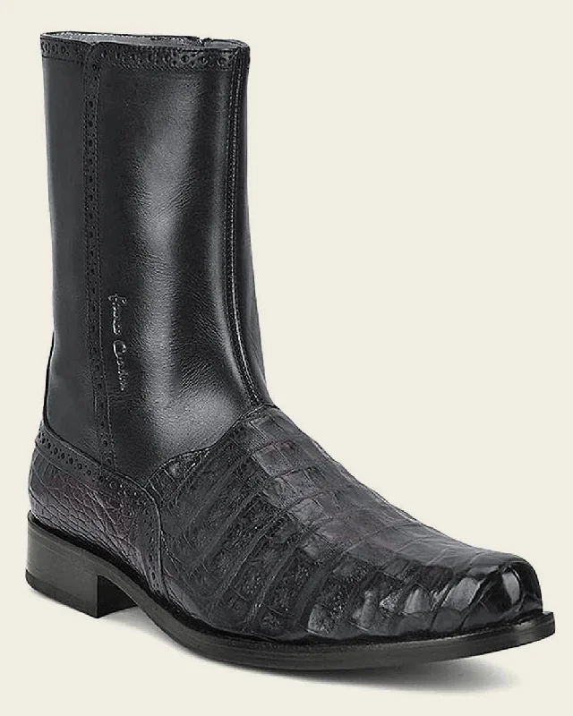 Dress boot black exotic leather