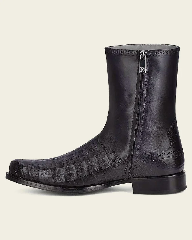 Dress boot black exotic leather