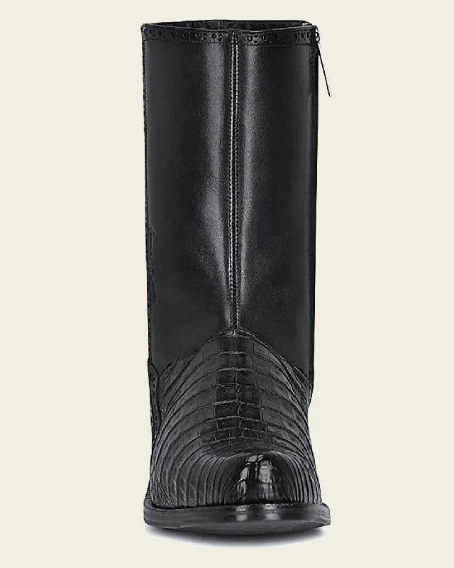 Dress boot black exotic leather